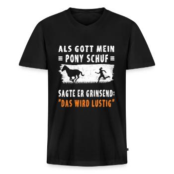 Lustiger Pferde Spruch - Männer Premium Bio T-Shirt mit V-Ausschnitt - Schwarz - Vorne - Nico (187cm)