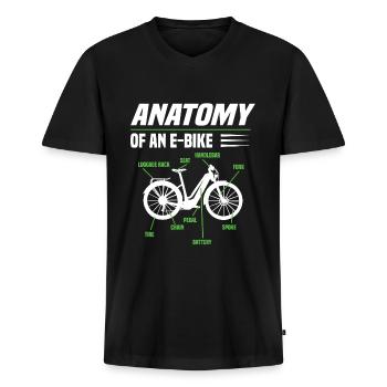 E- Bike Klapprad Lastenrad - Männer Premium Bio T-Shirt mit V-Ausschnitt - Schwarz - Vorne - Nico (187cm)