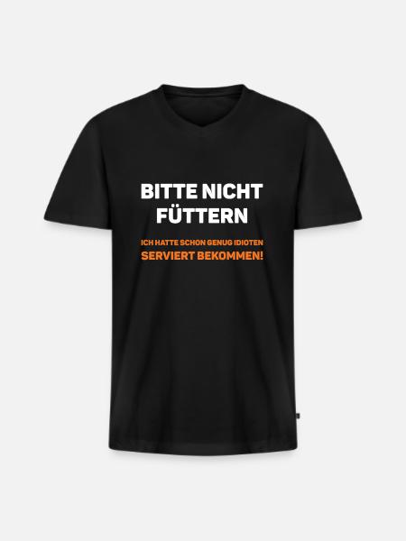 Bitte nicht füttern - Männer Premium Bio T-Shirt mit V-Ausschnitt - Schwarz