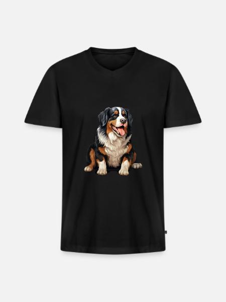 Bouvier bernois - T-shirt encolure en V Premium bio Homme - noir