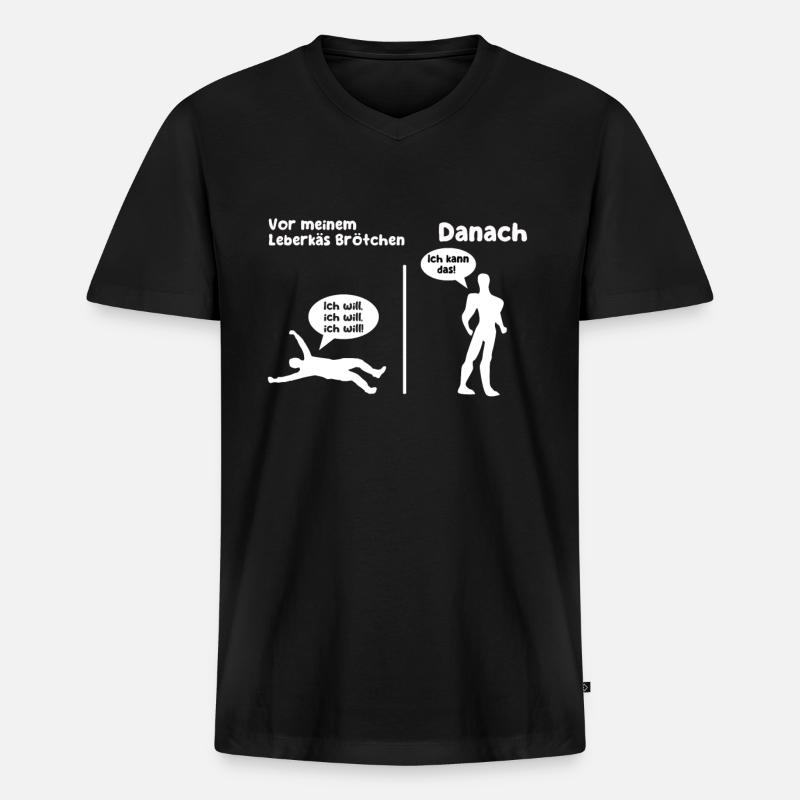 Leberkäs Brötchen - Männer Premium Bio T-Shirt mit V-Ausschnitt - Schwarz