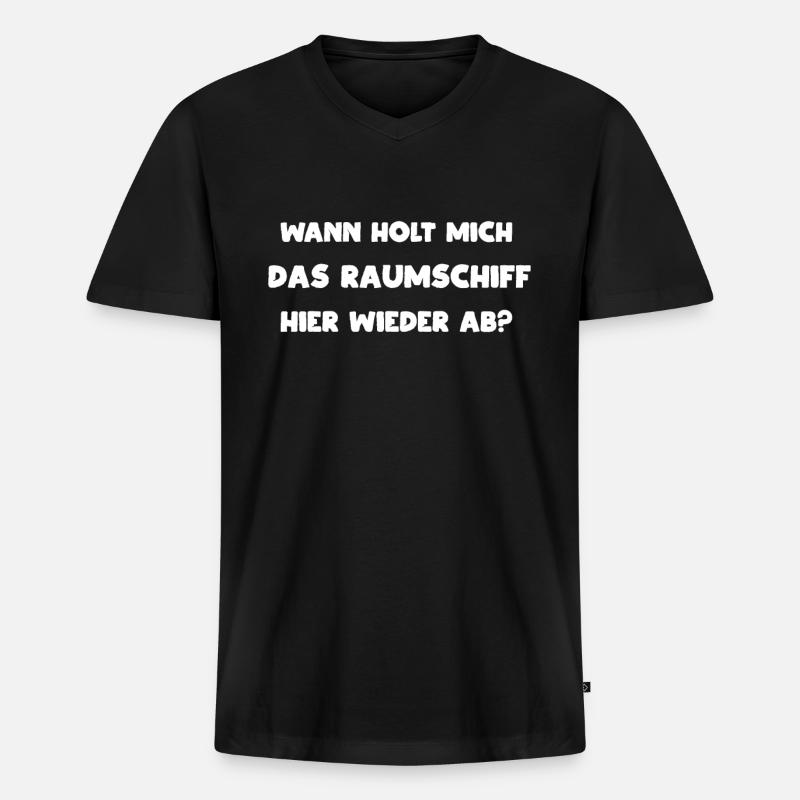 Ausserirdisch Raumschiff - Männer Premium Bio T-Shirt mit V-Ausschnitt - Schwarz