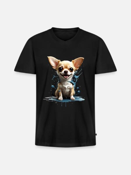 DOG CHIHUAHUA - Men's Premium Organic T-shirt with V-neck - black