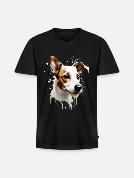 CUTE JACK RUSSEL TERRIER - Men's Premium Organic T-shirt with V-neck - black