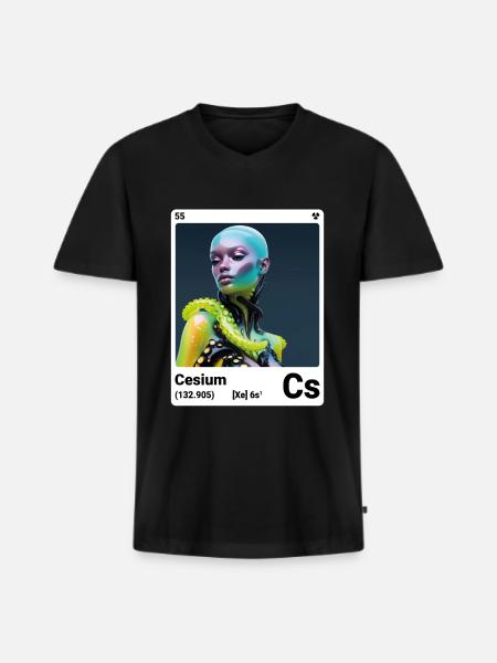 AI am Cesium (wt) - Men's Premium Organic T-shirt with V-neck - black