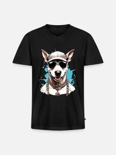 RAP COOL BULL TERRIER - Men's Premium Organic T-shirt with V-neck - black