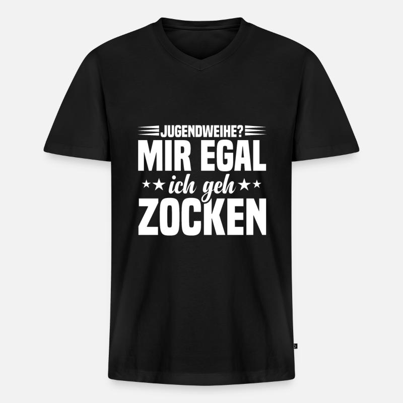 Jugendweihe Feier Sprüche zur Jugendweihe - Männer Premium Bio T-Shirt mit V-Ausschnitt - Schwarz