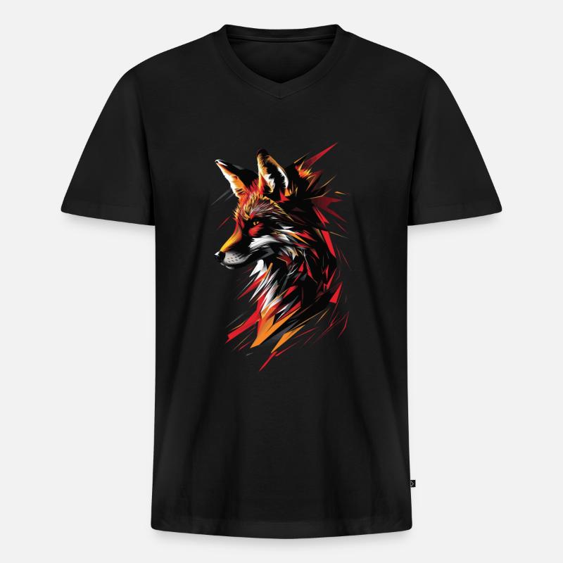 Fuchs - Männer Premium Bio T-Shirt mit V-Ausschnitt - Schwarz