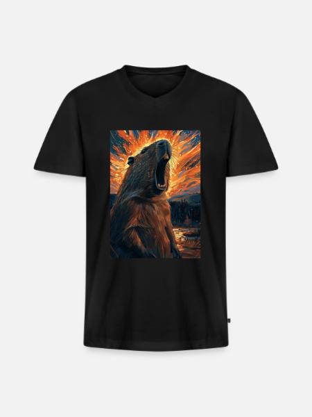 Capybara - Men's Premium Organic T-shirt with V-neck - black