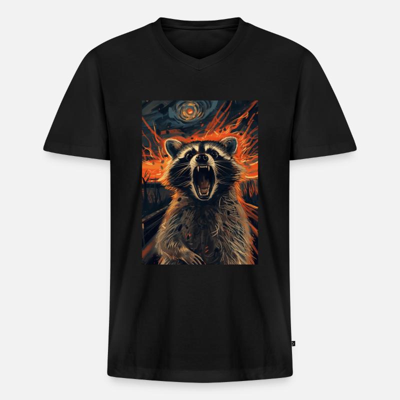 Waschbär - Männer Premium Bio T-Shirt mit V-Ausschnitt - Schwarz