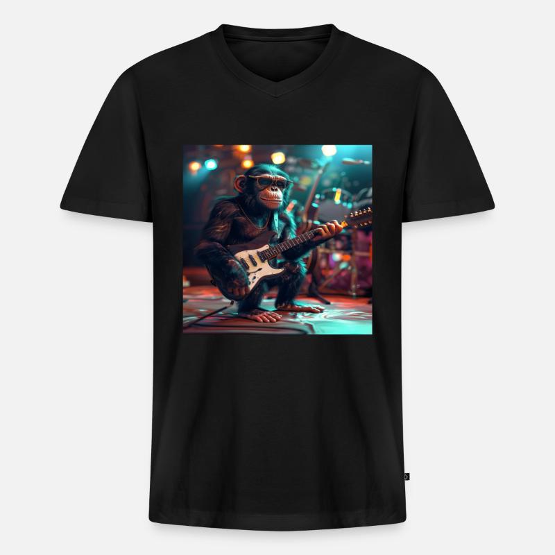 Schimpanse - Männer Premium Bio T-Shirt mit V-Ausschnitt - Schwarz