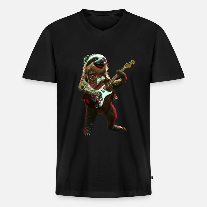 Faultier - Männer Premium Bio T-Shirt mit V-Ausschnitt - Schwarz