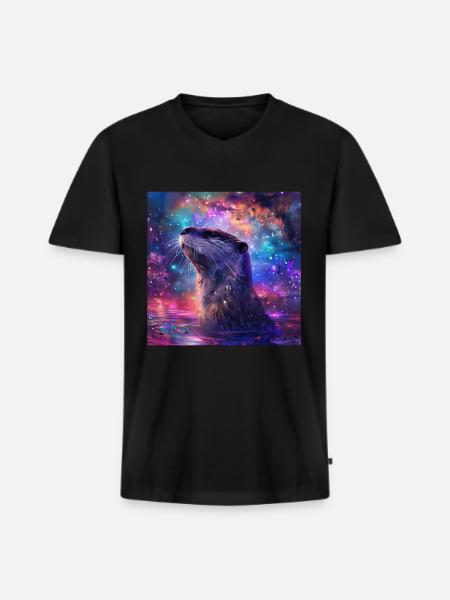 Otter - Men's Premium Organic T-shirt with V-neck - black