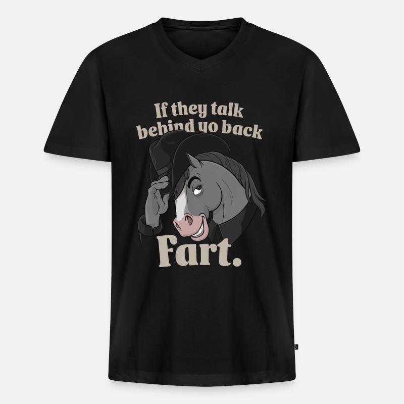 Pferd - Männer Premium Bio T-Shirt mit V-Ausschnitt - Schwarz
