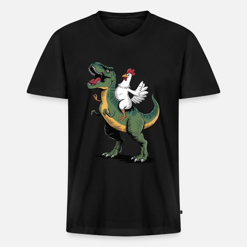 Huhn - Männer Premium Bio T-Shirt mit V-Ausschnitt - Schwarz