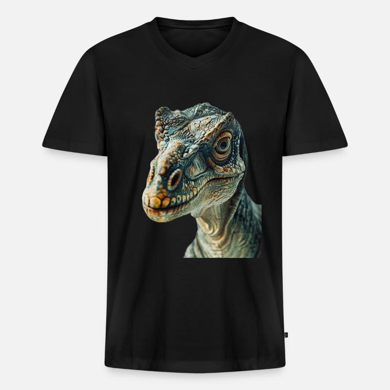 Dinosaurier - Männer Premium Bio T-Shirt mit V-Ausschnitt - Schwarz