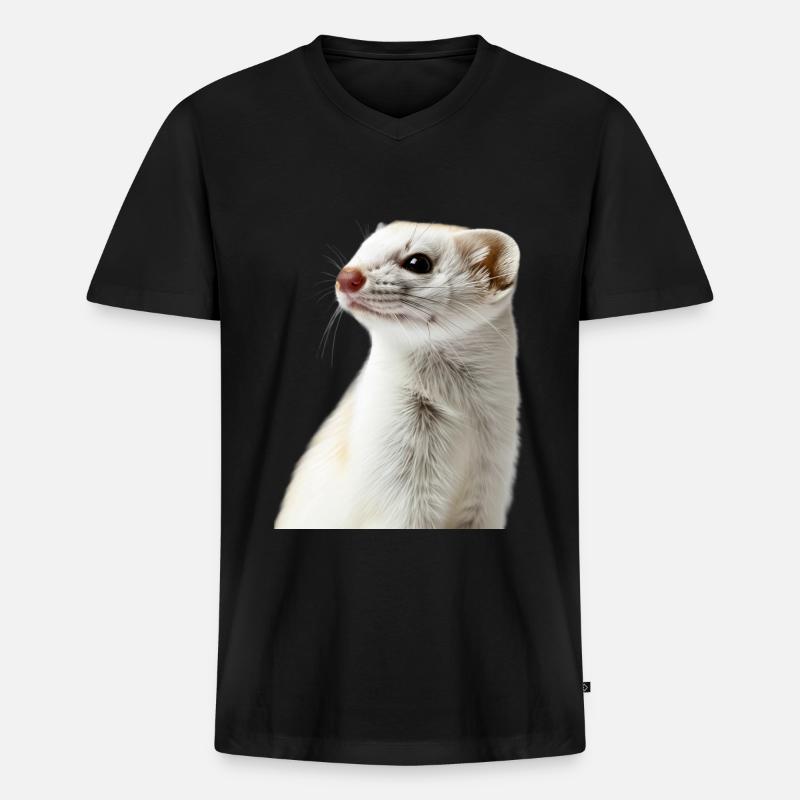 Hermelin - Männer Premium Bio T-Shirt mit V-Ausschnitt - Schwarz