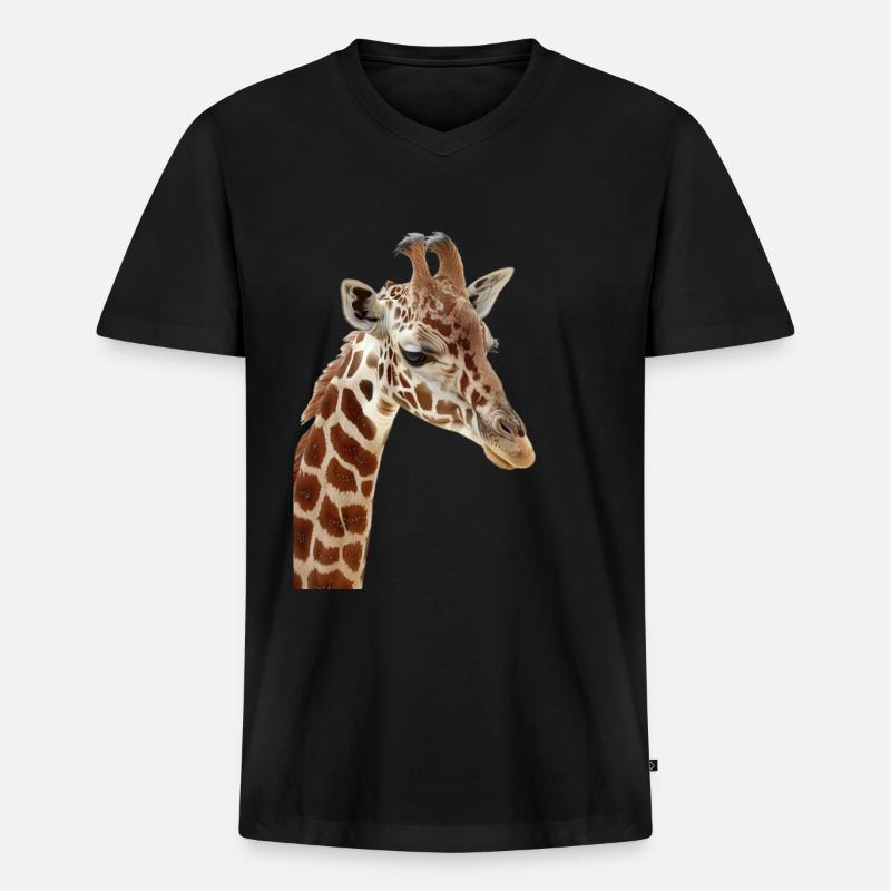 Giraffe - Männer Premium Bio T-Shirt mit V-Ausschnitt - Schwarz