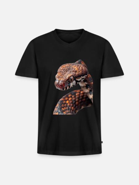 Serpent - T-shirt encolure en V Premium bio Homme - noir
