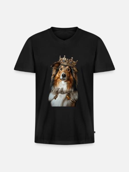 Shetland Sheepdog - Männer Premium Bio T-Shirt mit V-Ausschnitt - Schwarz