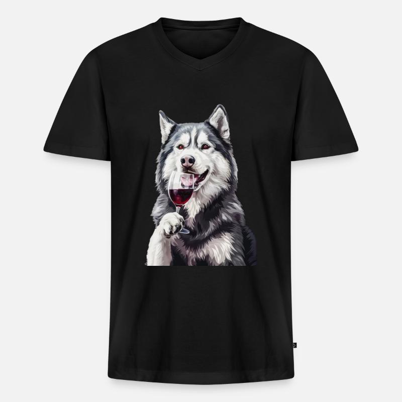 Sibirischer Husky - Männer Premium Bio T-Shirt mit V-Ausschnitt - Schwarz