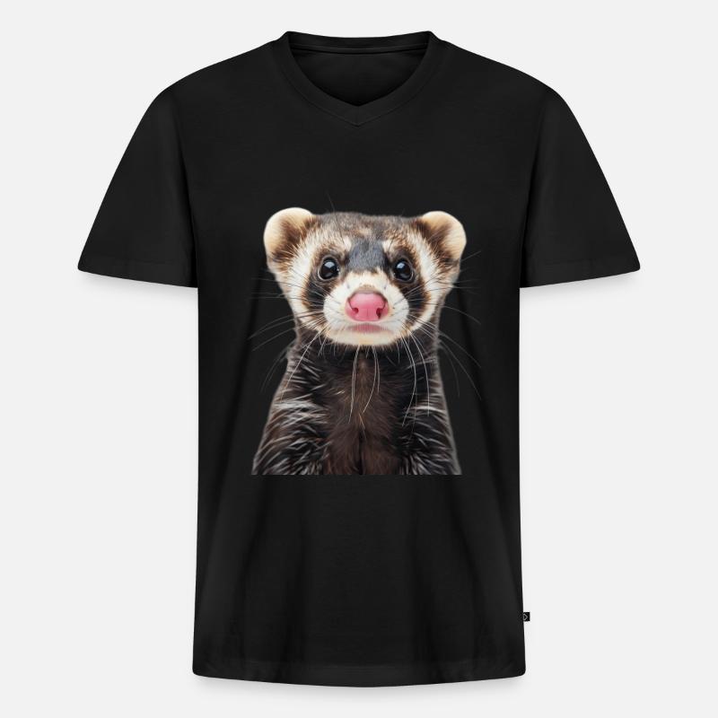 Frettchen - Männer Premium Bio T-Shirt mit V-Ausschnitt - Schwarz