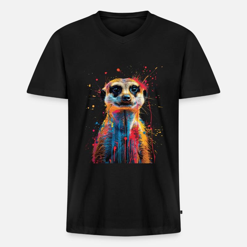 Erdmännchen - Männer Premium Bio T-Shirt mit V-Ausschnitt - Schwarz
