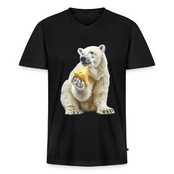 Eisbär - Männer Premium Bio T-Shirt mit V-Ausschnitt - Schwarz - Vorne - Nico (187cm)