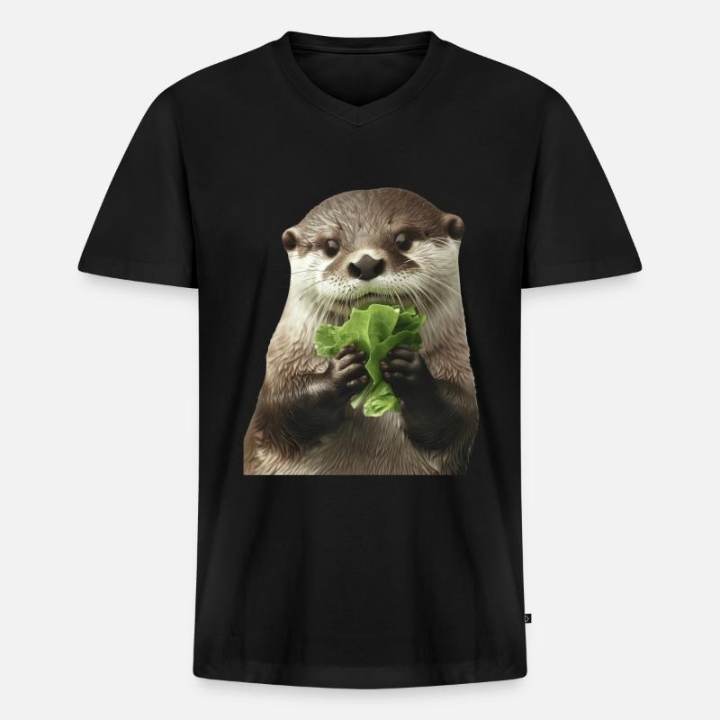 Otter - Männer Premium Bio T-Shirt mit V-Ausschnitt - Schwarz