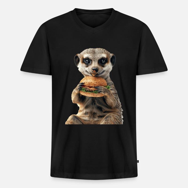 Erdmännchen - Männer Premium Bio T-Shirt mit V-Ausschnitt - Schwarz