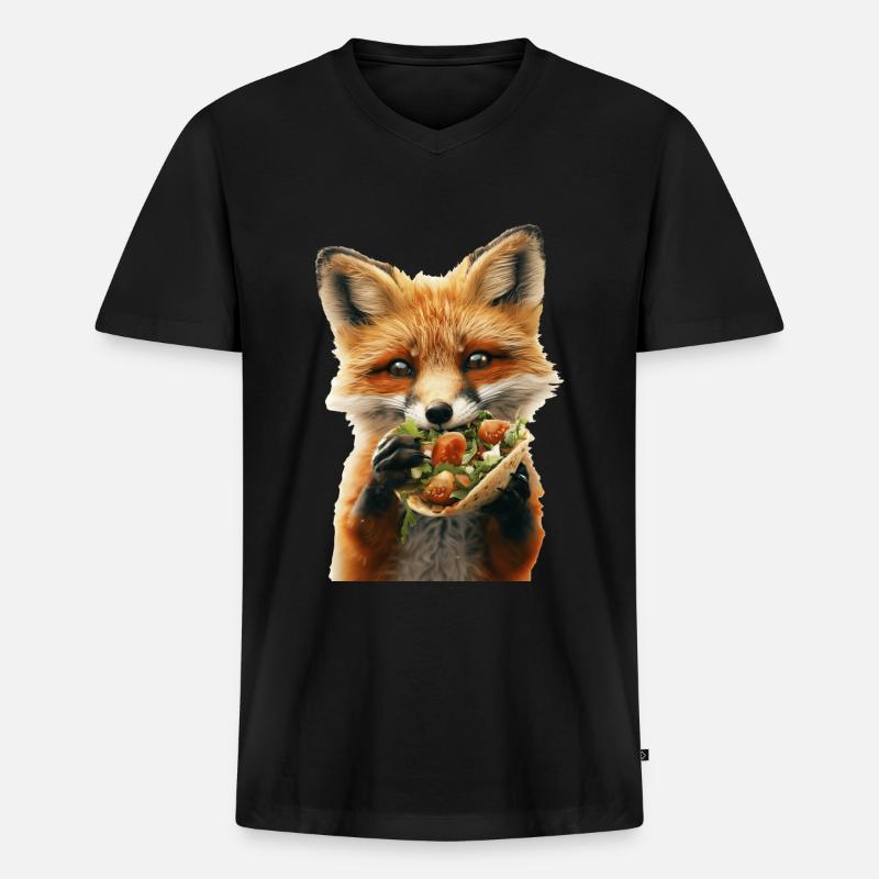 Fuchs - Männer Premium Bio T-Shirt mit V-Ausschnitt - Schwarz