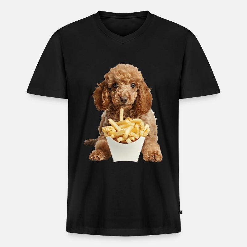 Pudel - Männer Premium Bio T-Shirt mit V-Ausschnitt - Schwarz