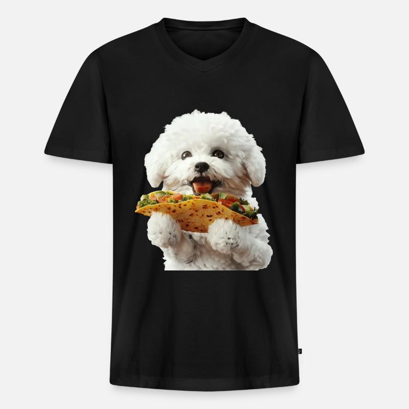 Bichon Frise - Männer Premium Bio T-Shirt mit V-Ausschnitt - Schwarz