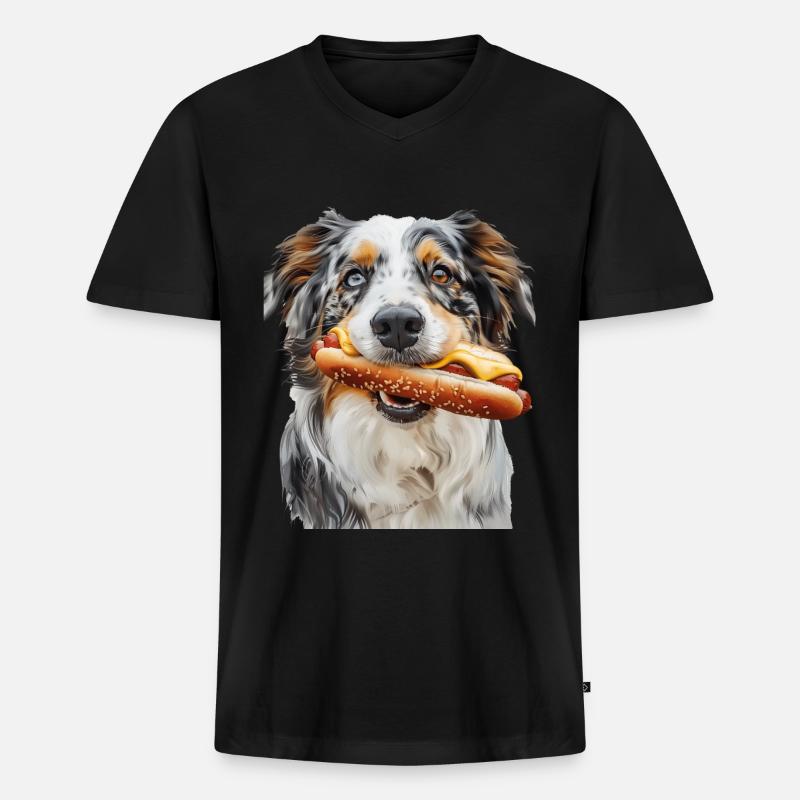 Australischer Schäferhund - Männer Premium Bio T-Shirt mit V-Ausschnitt - Schwarz