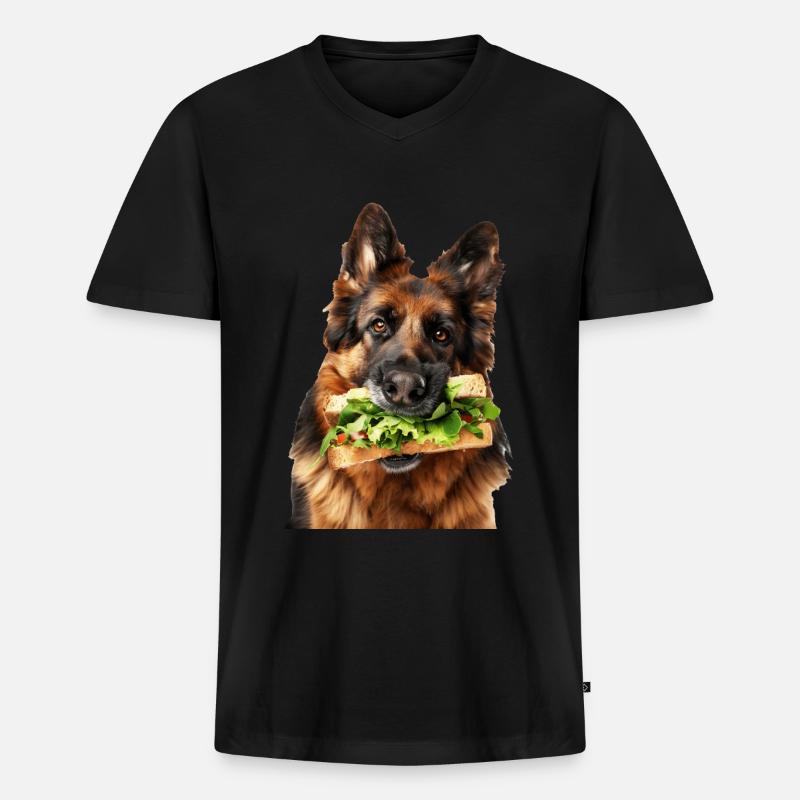 Deutscher Schäferhund - Männer Premium Bio T-Shirt mit V-Ausschnitt - Schwarz
