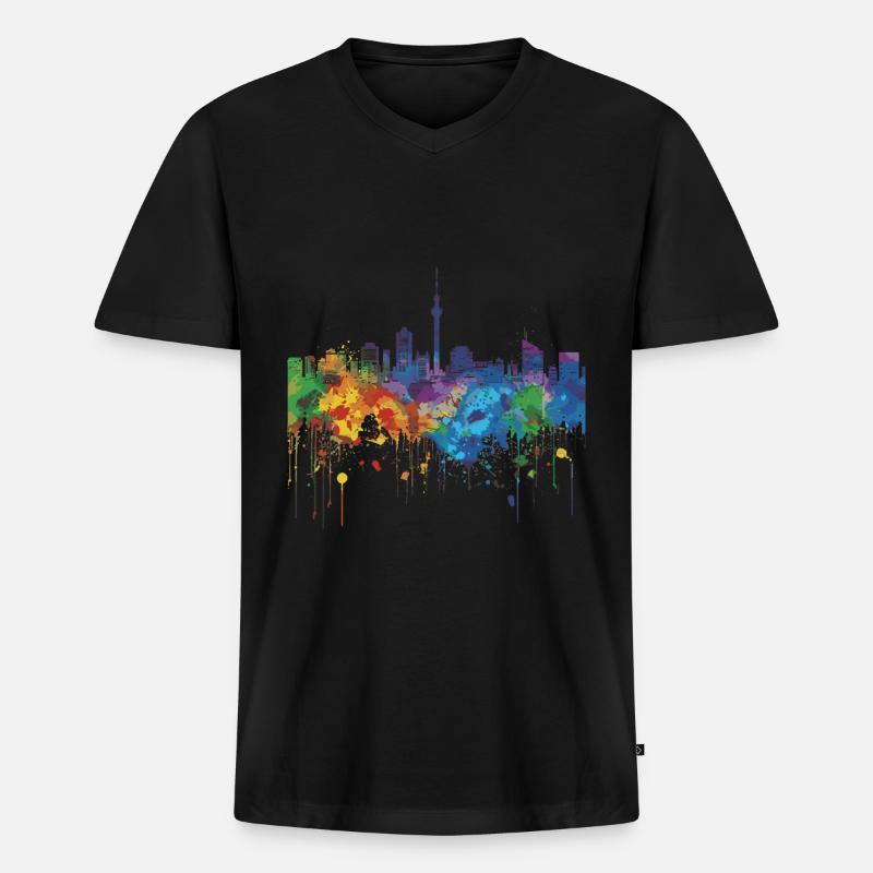 Naha - Männer Premium Bio T-Shirt mit V-Ausschnitt - Schwarz