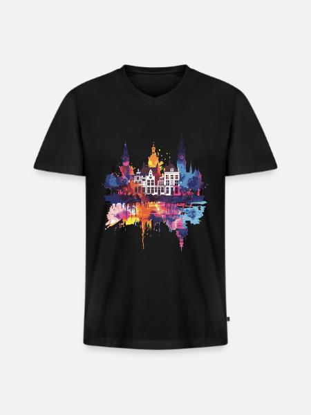 Veenendaal - Männer Premium Bio T-Shirt mit V-Ausschnitt - Schwarz