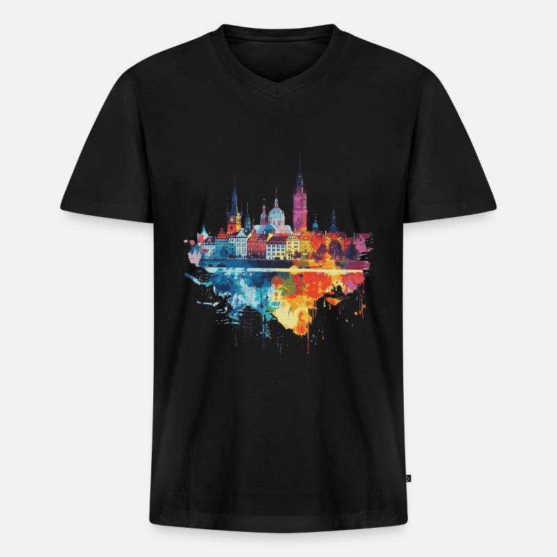 Radom - Männer Premium Bio T-Shirt mit V-Ausschnitt - Schwarz