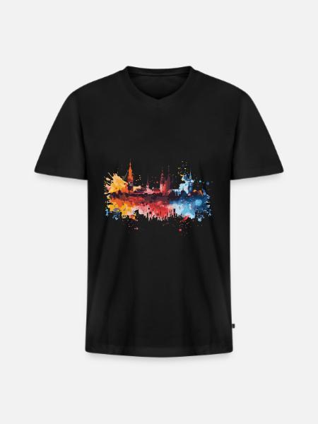 Tarnów - Männer Premium Bio T-Shirt mit V-Ausschnitt - Schwarz