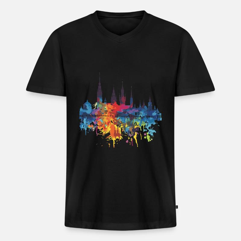 Stettin - Männer Premium Bio T-Shirt mit V-Ausschnitt - Schwarz