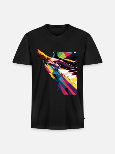 Piano - Men's Premium Organic T-shirt with V-neck - black