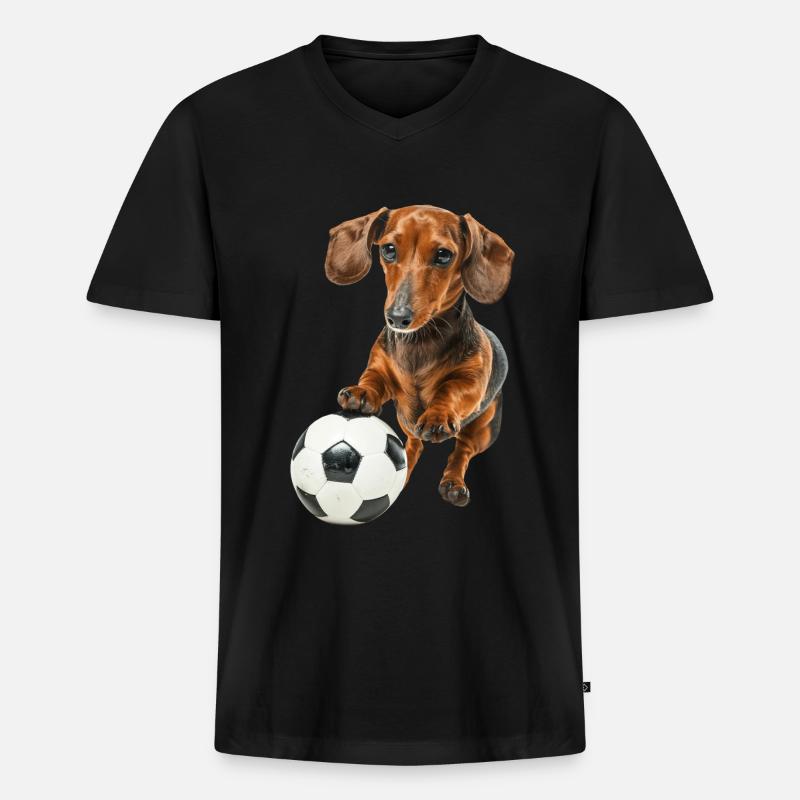 Dackel - Männer Premium Bio T-Shirt mit V-Ausschnitt - Schwarz