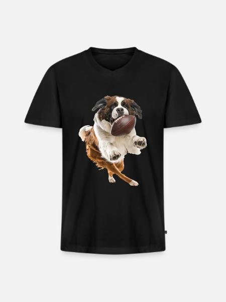 Saint Bernard - Men's Premium Organic T-shirt with V-neck - black