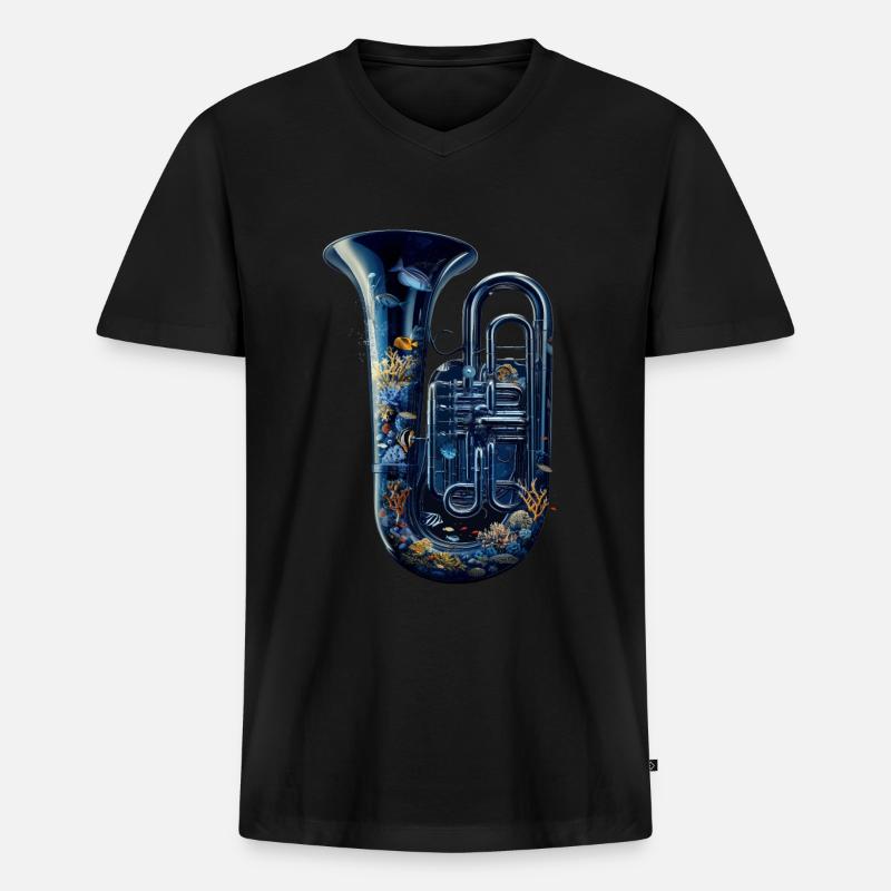 Fisch Tuba - Männer Premium Bio T-Shirt mit V-Ausschnitt - Schwarz