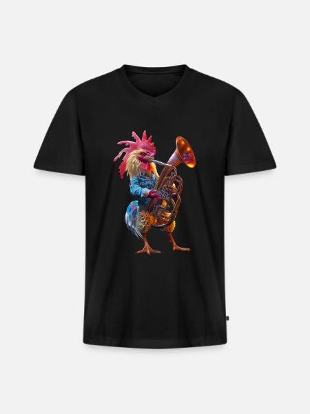 Hahn Tuba - Männer Premium Bio T-Shirt mit V-Ausschnitt - Schwarz