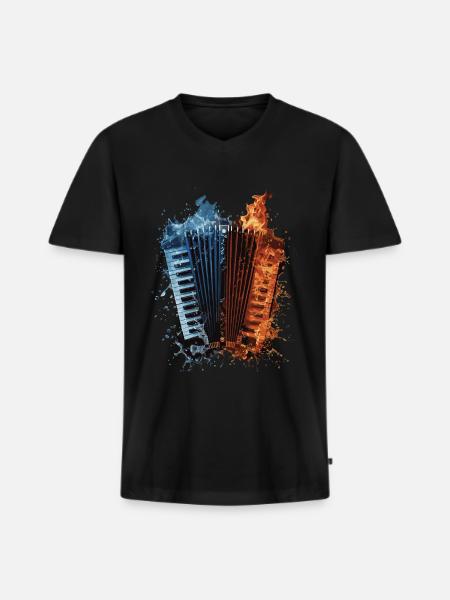 Akkordeon - Männer Premium Bio T-Shirt mit V-Ausschnitt - Schwarz