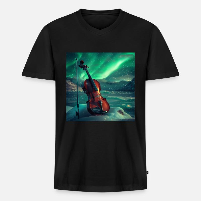 Violine - Männer Premium Bio T-Shirt mit V-Ausschnitt - Schwarz