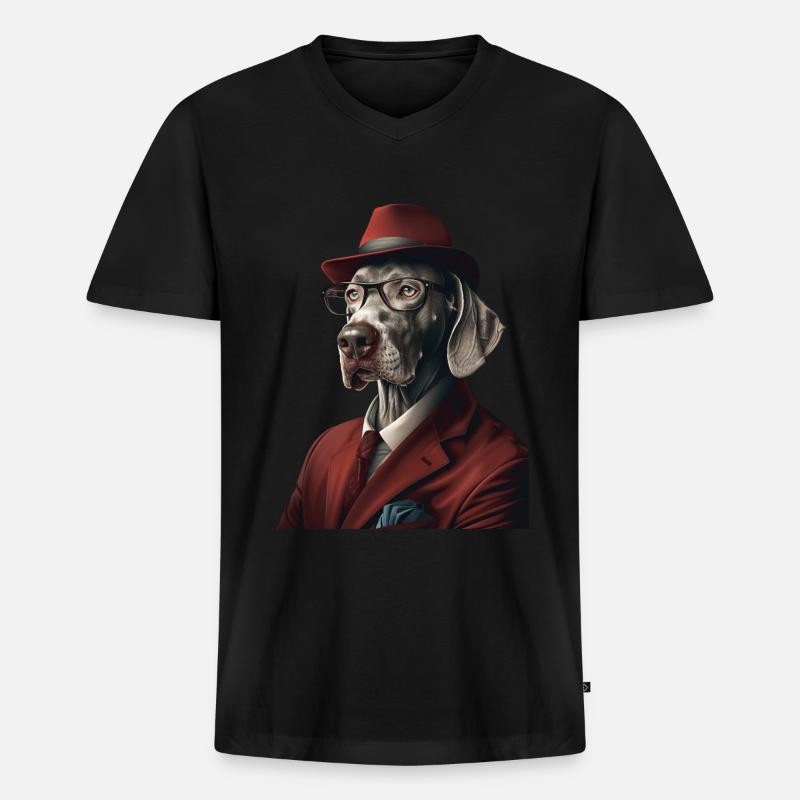Weimaraner - Männer Premium Bio T-Shirt mit V-Ausschnitt - Schwarz