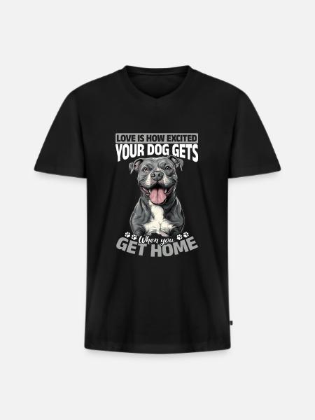 Pitbull Terrier Dog Owner - Männer Premium Bio T-Shirt mit V-Ausschnitt - Schwarz