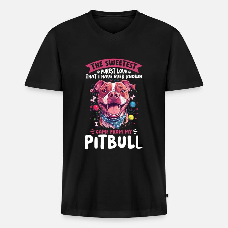 Pitbull Terrier Dog Owner - Männer Premium Bio T-Shirt mit V-Ausschnitt - Schwarz
